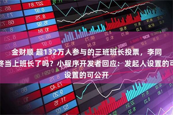 金财顺 超132万人参与的三班班长投票，李同学最终当上班长了吗？小程序开发者回应：发起人设置的可公开