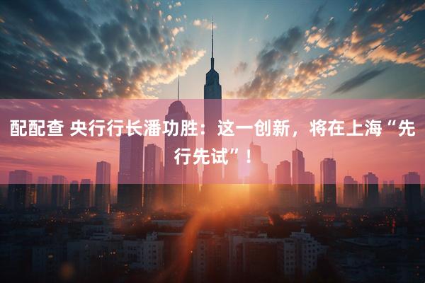 配配查 央行行长潘功胜：这一创新，将在上海“先行先试”！