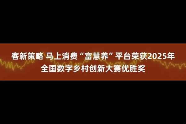 客新策略 马上消费“富慧养”平台荣获2025年全国数字乡村创新大赛优胜奖